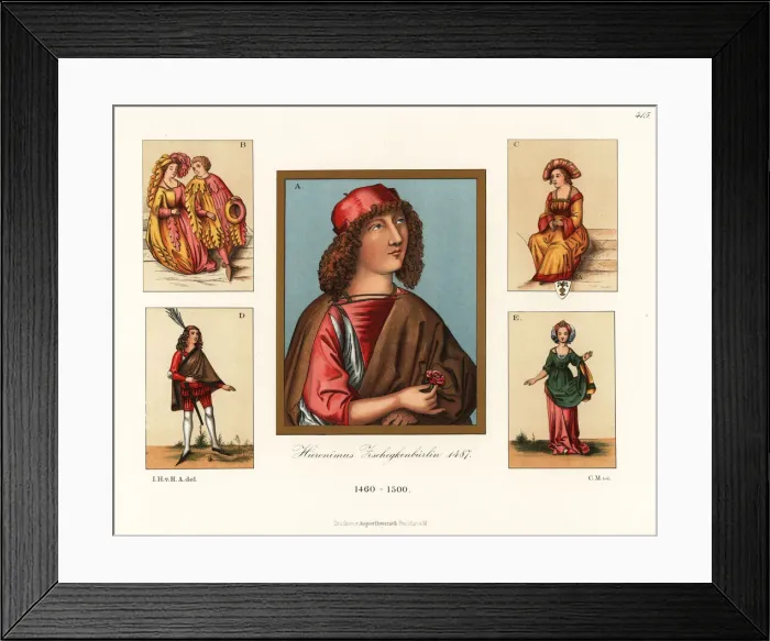 Framed Print : German fashions of the late 15th century Framed Print : German fashions of the late 15th century