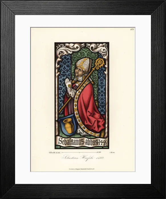 Framed Print : Stained glass portrait of Abbot Sebastian Hafele Framed Print : Stained glass portrait of Abbot Sebastian Hafele