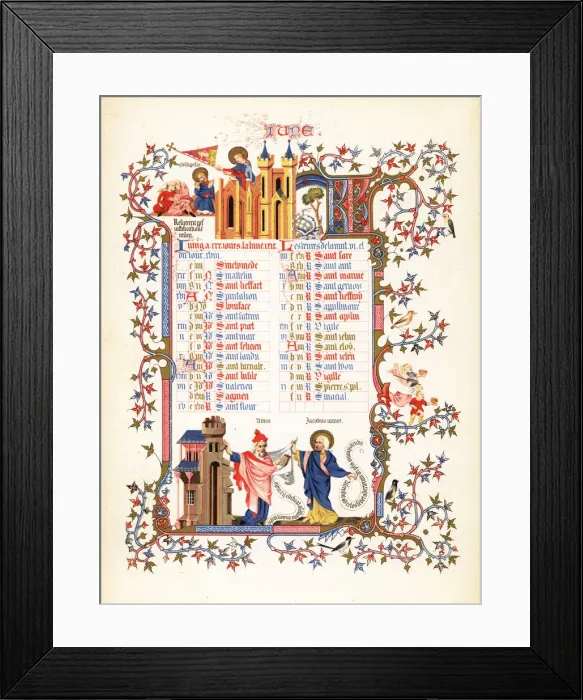 Framed Print : Illuminated calendar for June 1846 Framed Print : Illuminated calendar for June 1846
