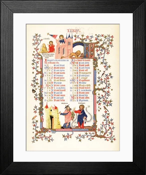 Framed Print : Illuminated calendar for July 1846 Framed Print : Illuminated calendar for July 1846