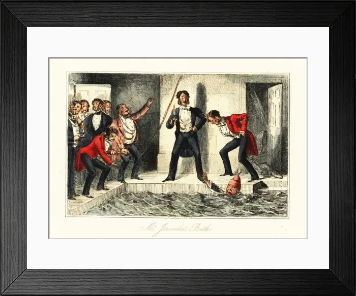 Framed Print : English gentleman in night clothes struggling in a Framed Print : English gentleman in night clothes struggling in a