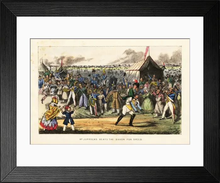 Framed Print : An unusual foot race during a horse-racing meet Framed Print : An unusual foot race during a horse-racing meet