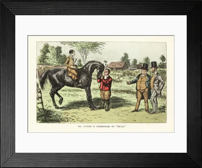 Framed Print : Two English gentlemen evaluating a horse in a paddock Framed Print : Two English gentlemen evaluating a horse in a paddock