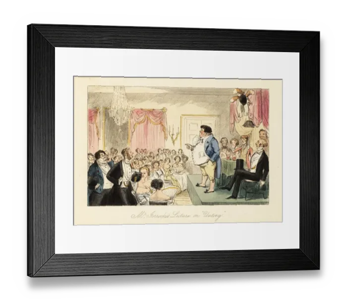 Framed Print : English grocer giving a lecture on hunting in a large Framed Print : English grocer giving a lecture on hunting in a large