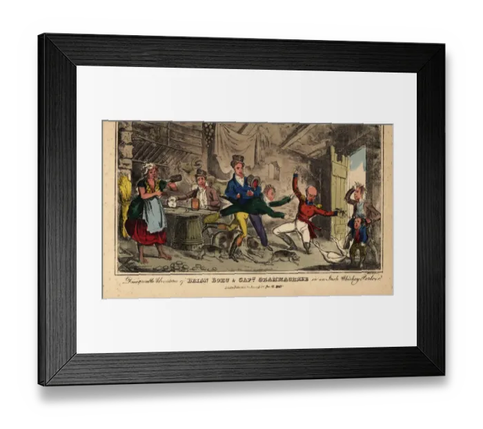 Framed Print : Irish gentlemen slumming it in a barnyard shebeen, Dublin Framed Print : Irish gentlemen slumming it in a barnyard shebeen, Dublin
