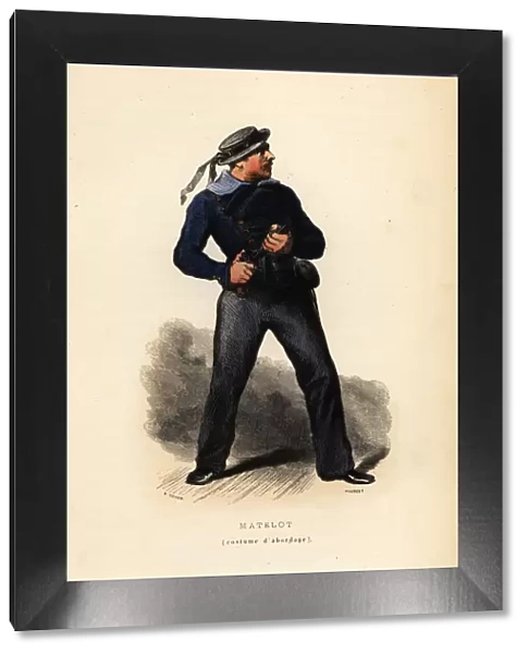 Uniform of a sailor in boarding clothes, French Navy, 1844