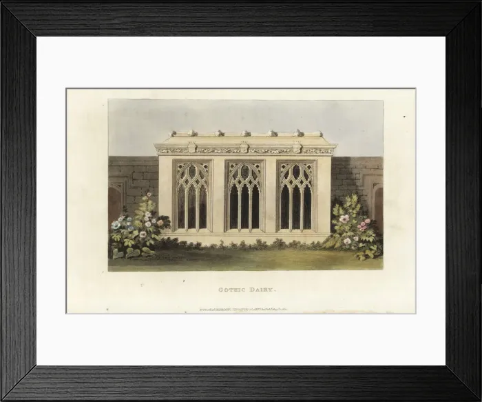 Framed Print : Design for a gothic dairy for a stately home, 1821 Framed Print : Design for a gothic dairy for a stately home, 1821
