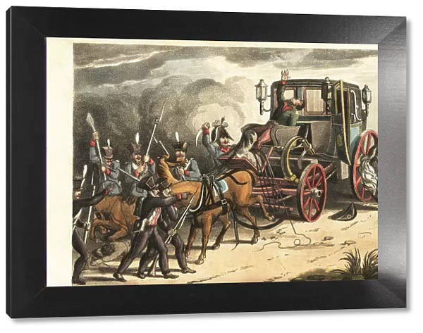 Prussian soldiers capturing Napoleons coach after