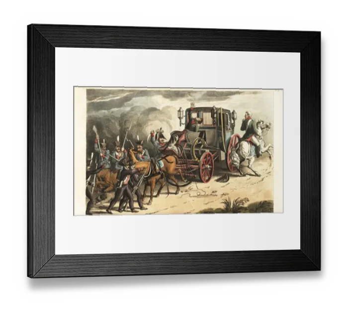 Framed Print : Prussian soldiers capturing Napoleons coach after Framed Print : Prussian soldiers capturing Napoleons coach after