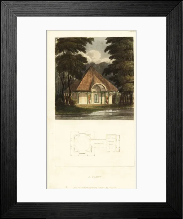 Framed Print : Plan and elevation for a Regency dairy Framed Print : Plan and elevation for a Regency dairy