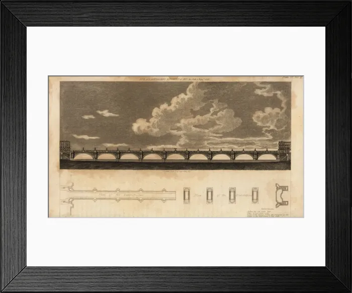 Framed Print : John Rennies design for Waterloo Bridge, 1816 Framed Print : John Rennies design for Waterloo Bridge, 1816