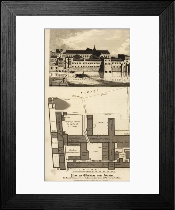 Framed Print : Plan and elevation of the Savoy buildings, London, 1736 Framed Print : Plan and elevation of the Savoy buildings, London, 1736