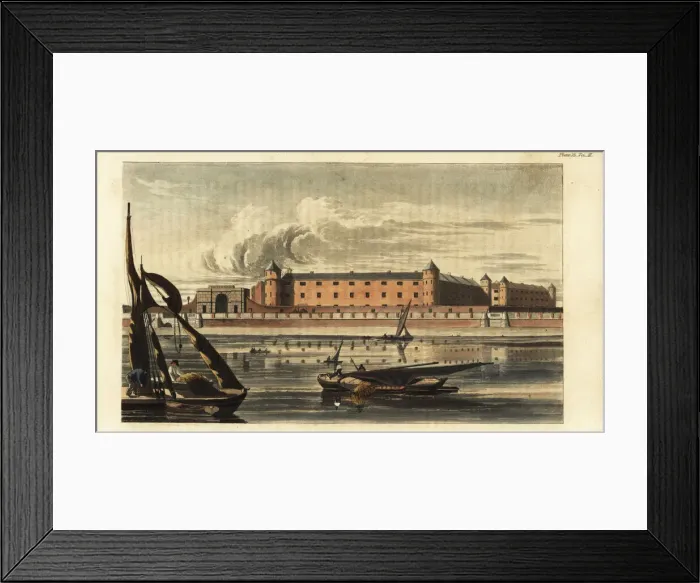Framed Print : Westminster Penitentiary viewed from the River Thames, 1817