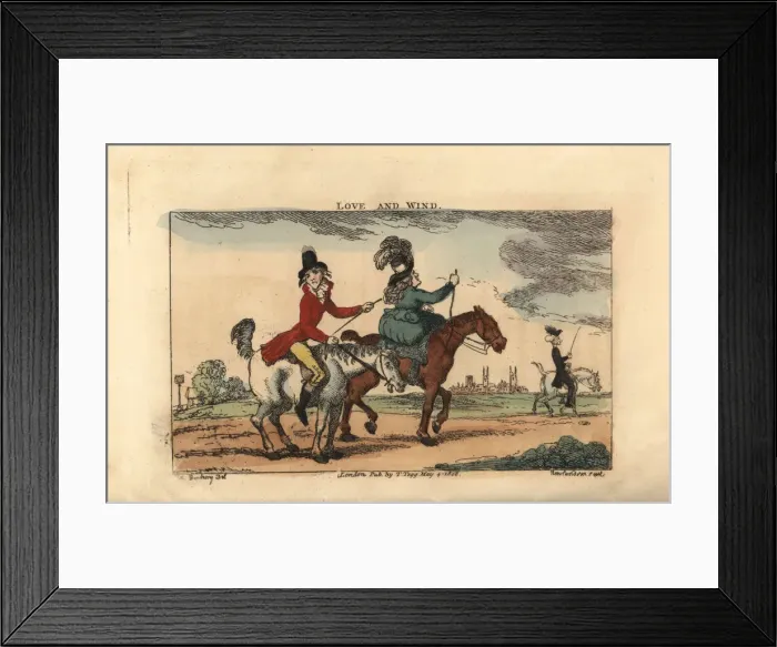 Framed Print : Regency gentleman riding with his belle Framed Print : Regency gentleman riding with his belle