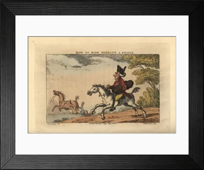 Framed Print : Regency gentleman riding a horse without a bridle Framed Print : Regency gentleman riding a horse without a bridle