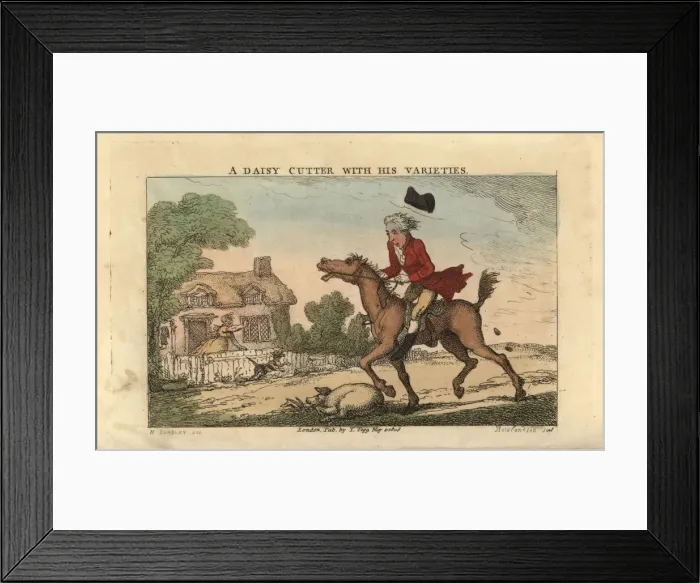 Framed Print : Regency gentleman riding a horse that barely lifts its feet