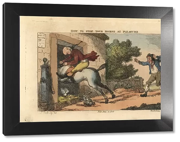 Regency gentleman on a horse that has bolted