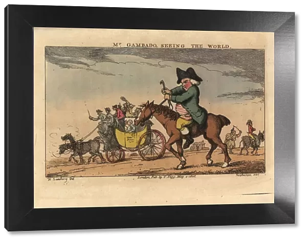 Henry Bunbury as Geoffrey Gambado riding a horse