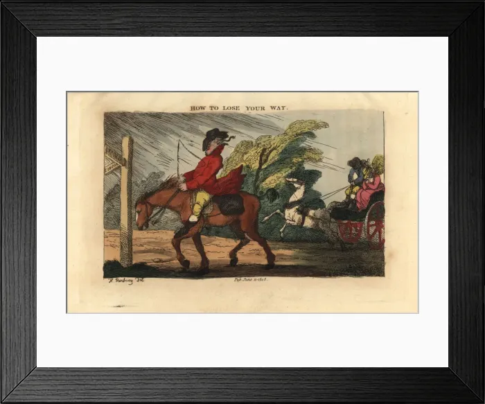 Framed Print : Regency gentleman rider on a horse at a crossroads Framed Print : Regency gentleman rider on a horse at a crossroads