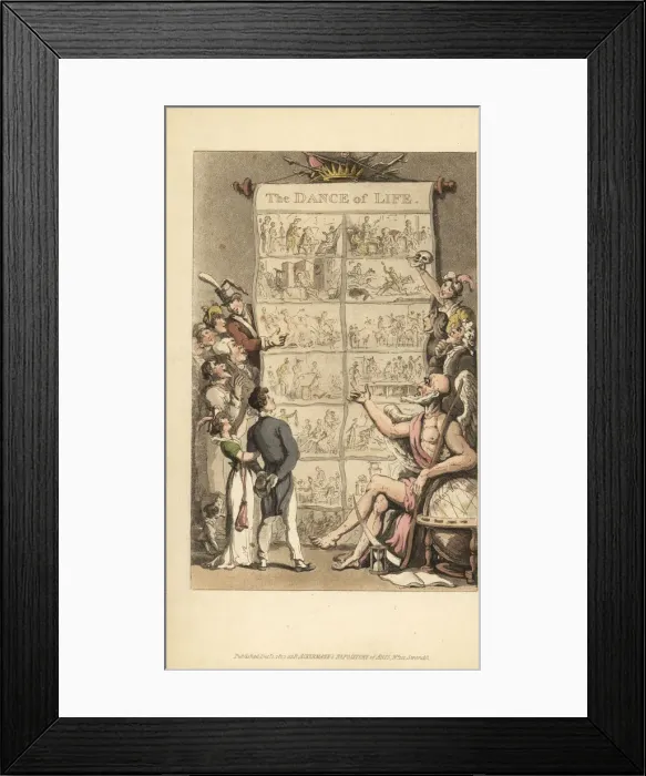 Framed Print : Father Time showing men and women scenes from life Framed Print : Father Time showing men and women scenes from life