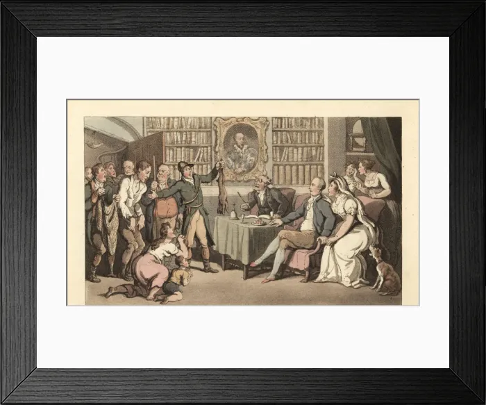 Framed Print : English gentleman in his study hearing a case of poaching Framed Print : English gentleman in his study hearing a case of poaching
