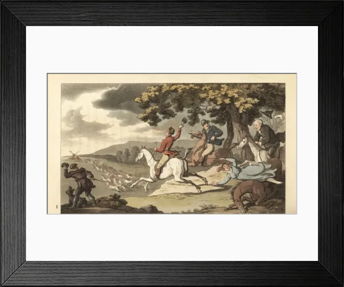 Framed Print : Young English gentleman riding with hounds in a stag hunt Framed Print : Young English gentleman riding with hounds in a stag hunt