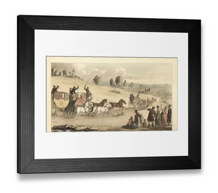 Framed Print : Young English gentlemen racing four-horse carriages Framed Print : Young English gentlemen racing four-horse carriages