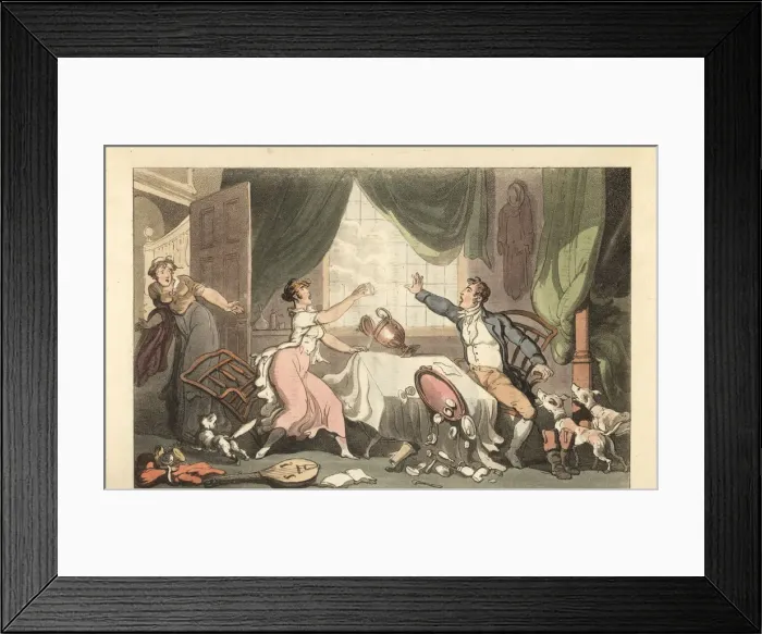 Framed Print : English gentleman arguing with his wife over money Framed Print : English gentleman arguing with his wife over money