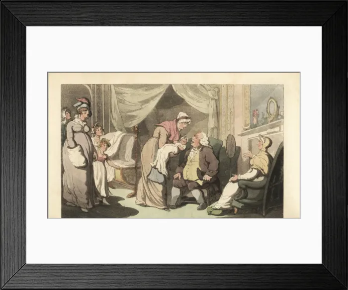 Framed Print : Nurse showing a baby to an old man and woman