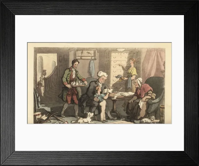 Framed Print : Young boy at lessons with a tutor and his grandmother Framed Print : Young boy at lessons with a tutor and his grandmother
