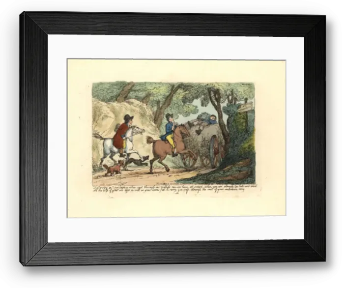 Framed Print : Man on horseback behind a slow-moving cart on a narrow lane Framed Print : Man on horseback behind a slow-moving cart on a narrow lane