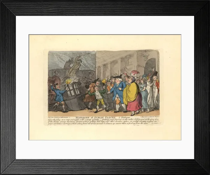 Framed Print : Man and ladies searching for a carriage in a crowd Framed Print : Man and ladies searching for a carriage in a crowd