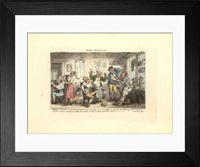 Framed Print : Barber cutting his thumb trying to shave a customer Framed Print : Barber cutting his thumb trying to shave a customer
