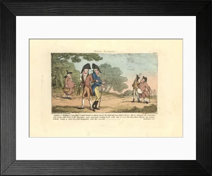 Framed Print : Two Regency gentlemen about to fight a duel with pistols Framed Print : Two Regency gentlemen about to fight a duel with pistols
