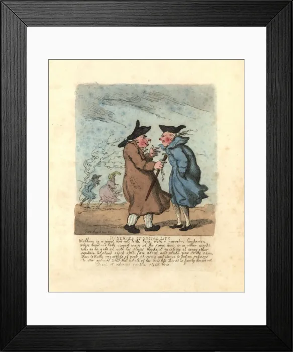 Framed Print : Two Regency men stoppped to talk in a freezing wind Framed Print : Two Regency men stoppped to talk in a freezing wind