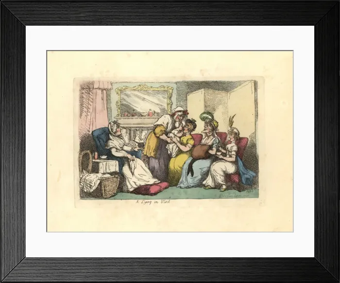Framed Print : Mother with new born baby visited by several women Framed Print : Mother with new born baby visited by several women