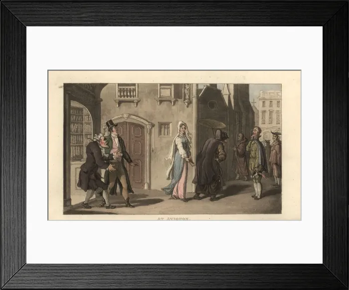 Framed Print : English gentleman and bookseller staring at a young beauty Framed Print : English gentleman and bookseller staring at a young beauty