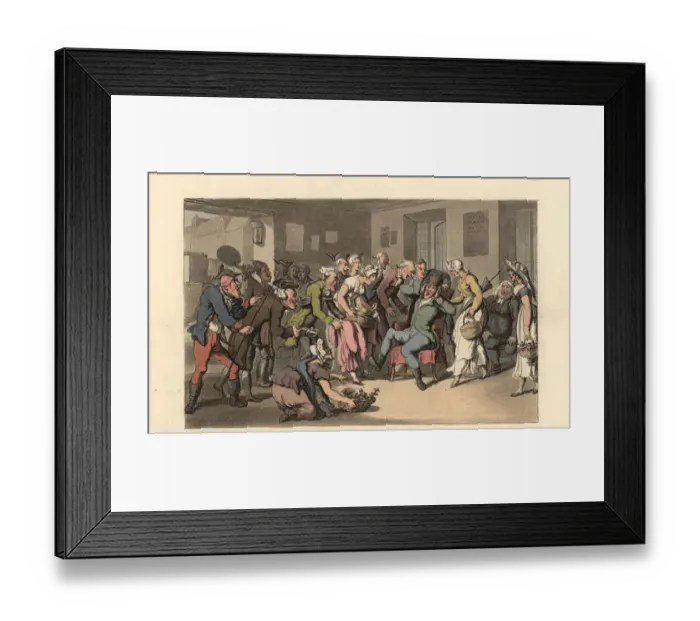 Framed Print : Hotel guest beset by salespeople in the parlour Framed Print : Hotel guest beset by salespeople in the parlour