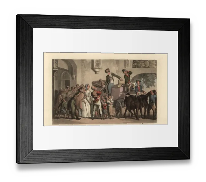Framed Print : Gentleman giving out medicines to beggars, 18th century Framed Print : Gentleman giving out medicines to beggars, 18th century
