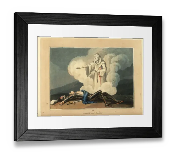 Framed Print : A spectre rising from the prone body of a knight in armour Framed Print : A spectre rising from the prone body of a knight in armour
