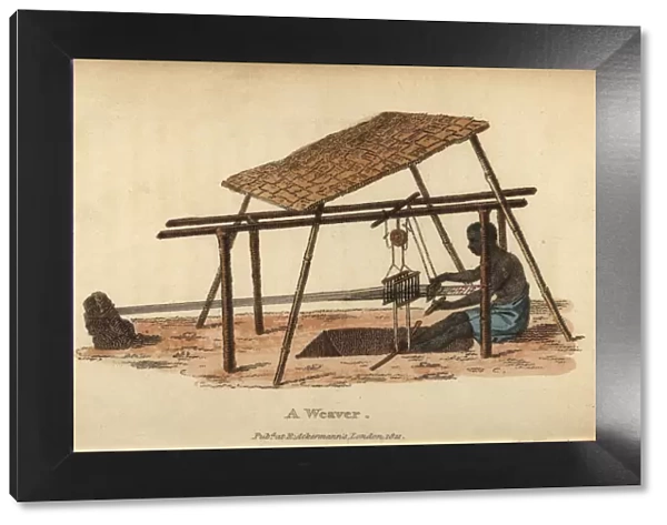 Man weaving cotton on a loom, Senegambia, 18th century