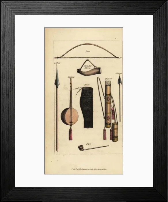 Framed Print : Weapons and musical instruments of Senegambia, 18th century Framed Print : Weapons and musical instruments of Senegambia, 18th century