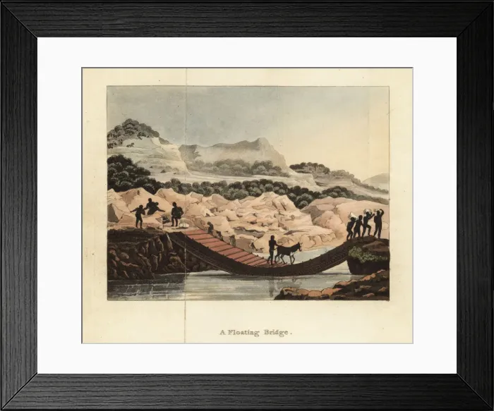 Framed Print : A floating bamboo bridge over the Senegal River Framed Print : A floating bamboo bridge over the Senegal River