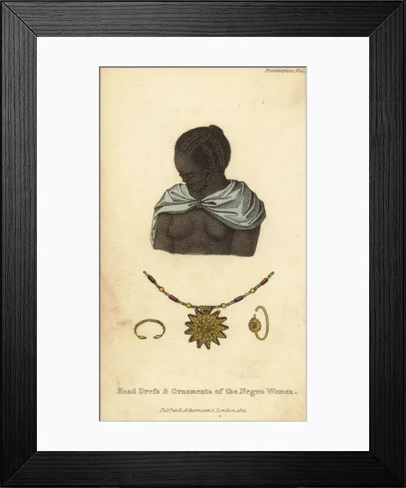 Framed Print : Womans hairstyle and jewelry, Senegambia, 18th century Framed Print : Womans hairstyle and jewelry, Senegambia, 18th century
