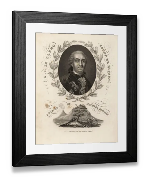 Framed Print : Portrait of Count Georges Buffon inside laurel garland Framed Print : Portrait of Count Georges Buffon inside laurel garland