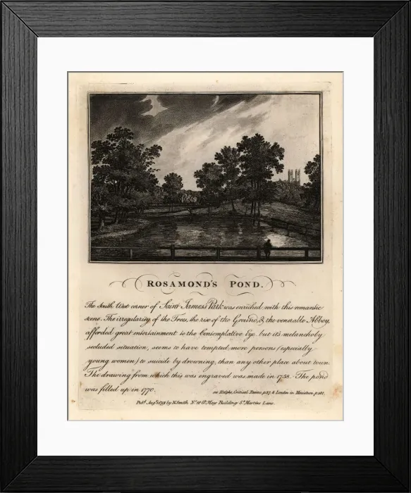 Framed Print : Rosamonds Pond, St. James Park, circa 1758 Framed Print : Rosamonds Pond, St. James Park, circa 1758