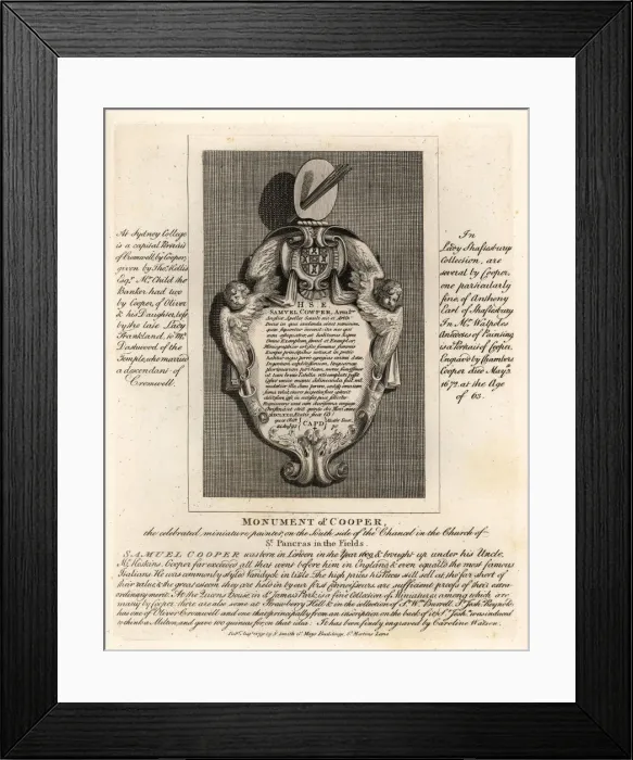 Framed Print : Monument of Samuel Cooper in St. Pancras in the Fields Framed Print : Monument of Samuel Cooper in St. Pancras in the Fields
