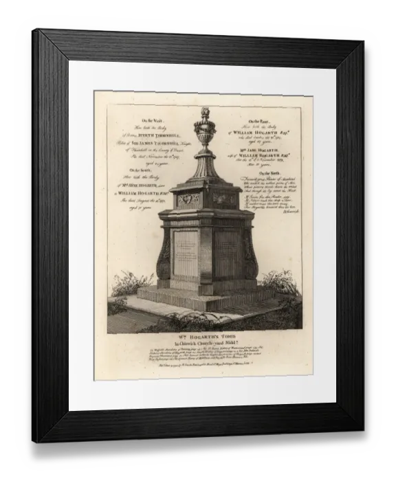 Framed Print : Tomb of artist William Hogarth, Chiswick churchyard Framed Print : Tomb of artist William Hogarth, Chiswick churchyard