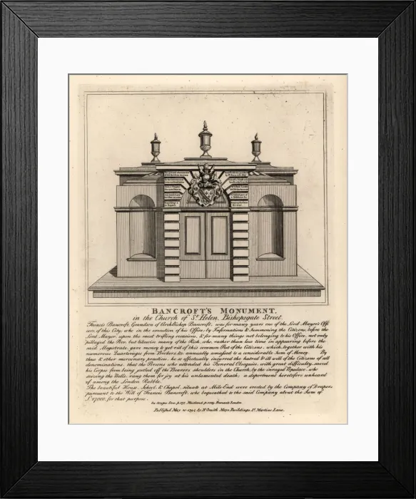 Framed Print : Monument of Thomas Bancroft, Lord Mayors Officer Framed Print : Monument of Thomas Bancroft, Lord Mayors Officer