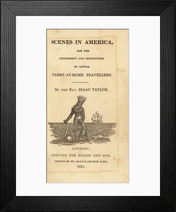 Framed Print : Title page with vignette of Native American woman and child Framed Print : Title page with vignette of Native American woman and child